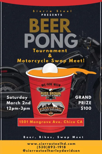 BEER PONG Tournament & Motorcycle Swap Meet!